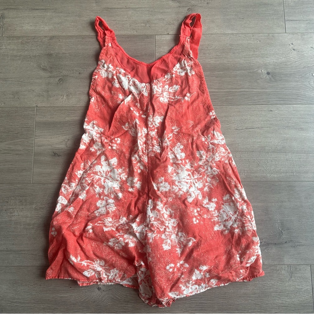Free People Coral & White Floral Romper